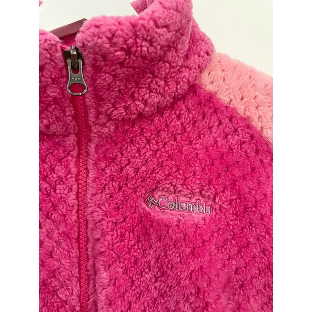 Columbia Girls Pink Sherpa Fleece Jacket Size Large 14/16 Quarter Zip Pullover